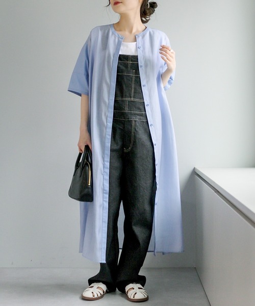 PUAL CE CIN（ピュアルセシン）の「異素材切替ワンピース（ワンピース・レディース・ホワイト/ブラック/サックスブルー・FREE）」の6枚目の写真