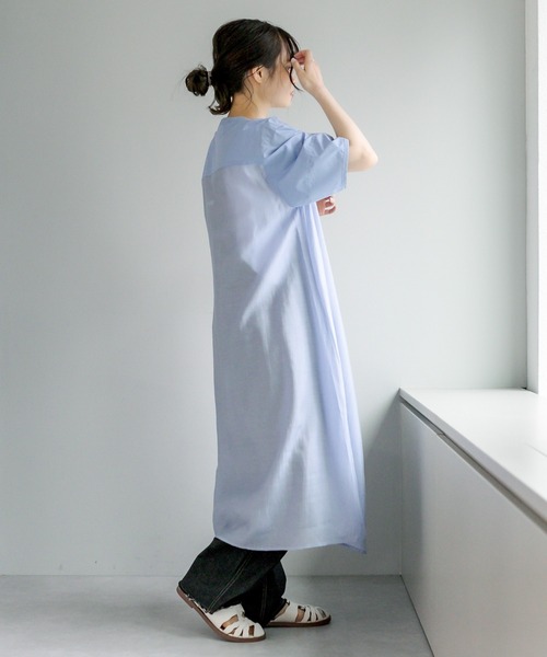 PUAL CE CIN（ピュアルセシン）の「異素材切替ワンピース（ワンピース・レディース・ホワイト/ブラック/サックスブルー・FREE）」の8枚目の写真