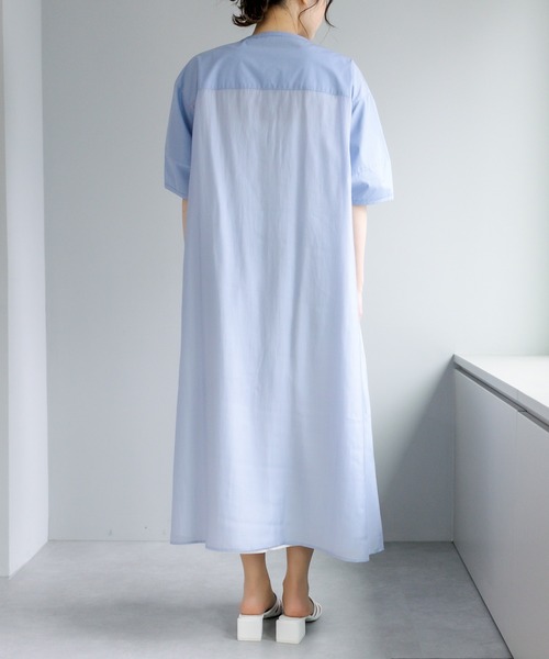 PUAL CE CIN（ピュアルセシン）の「異素材切替ワンピース（ワンピース・レディース・ホワイト/ブラック/サックスブルー・FREE）」の7枚目の写真