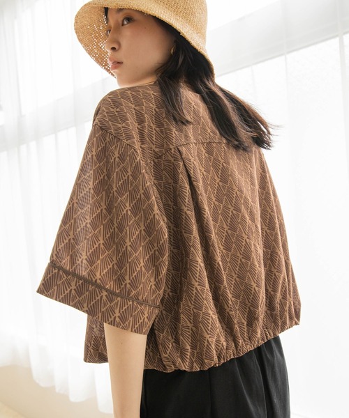 LOWRYS FARM（ローリーズファーム）の「キカパイピングシャツ　283366（シャツ/ブラウス・レディース・ブラック/ダークブラウン/ブラウン・FREE）」の13枚目の写真