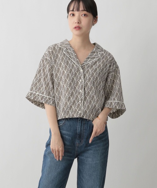 LOWRYS FARM（ローリーズファーム）の「キカパイピングシャツ　283366（シャツ/ブラウス・レディース・ブラック/ダークブラウン/ブラウン・FREE）」の15枚目の写真