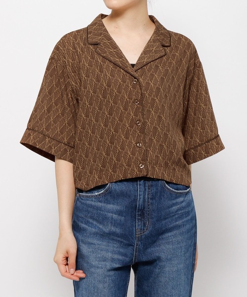 LOWRYS FARM（ローリーズファーム）の「キカパイピングシャツ　283366（シャツ/ブラウス・レディース・ブラック/ダークブラウン/ブラウン・FREE）」の16枚目の写真