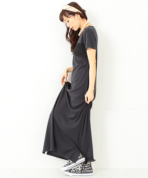 CAROLINA GLASER（カロリナ グレイサー）の「CAROLINA GLASER / リボンチュール マキシワンピース（ワンピース・レディース・グレー/チャコールグレー・ONE SIZE）」の7枚目の写真