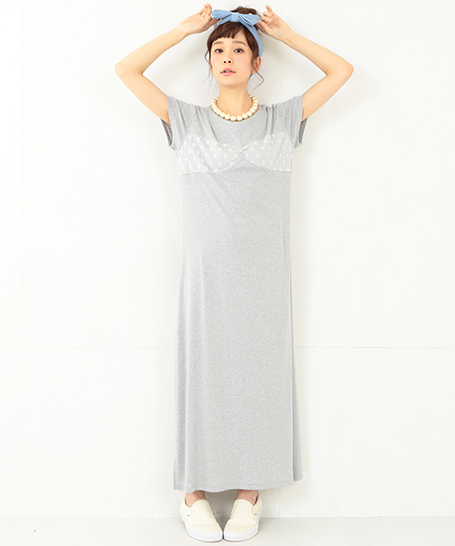 CAROLINA GLASER（カロリナ グレイサー）の「CAROLINA GLASER / リボンチュール マキシワンピース（ワンピース・レディース・グレー/チャコールグレー・ONE SIZE）」の9枚目の写真