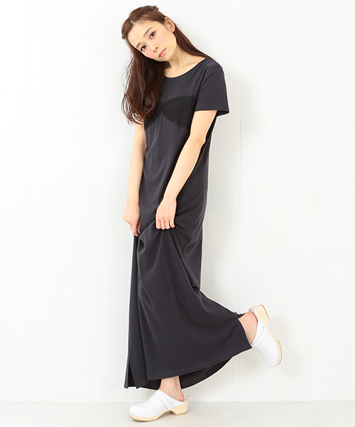 CAROLINA GLASER（カロリナ グレイサー）の「CAROLINA GLASER / リボンチュール マキシワンピース（ワンピース・レディース・グレー/チャコールグレー・ONE SIZE）」の3枚目の写真