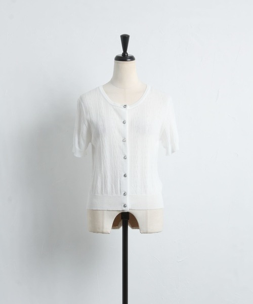 tocco closet(トッコ クローゼット)の「クリアビジューボタン透かし編みニットカーディガン(カーディガン/ボレロ・レディース・ネイビー/レッド/アイボリー・M)」の17枚目の写真