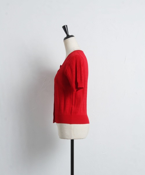 tocco closet(トッコ クローゼット)の「クリアビジューボタン透かし編みニットカーディガン(カーディガン/ボレロ・レディース・ネイビー/レッド/アイボリー・M)」の20枚目の写真