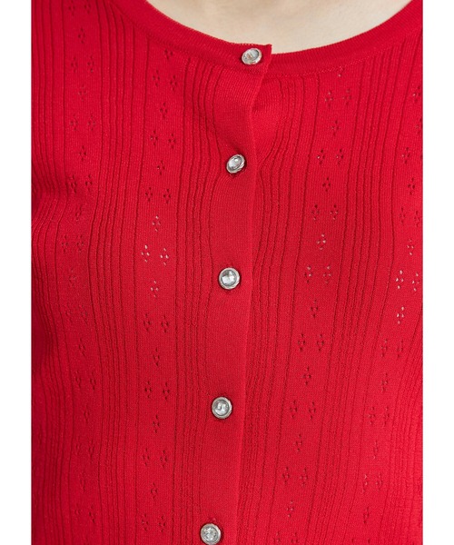 tocco closet(トッコ クローゼット)の「クリアビジューボタン透かし編みニットカーディガン(カーディガン/ボレロ・レディース・ネイビー/レッド/アイボリー・M)」の15枚目の写真