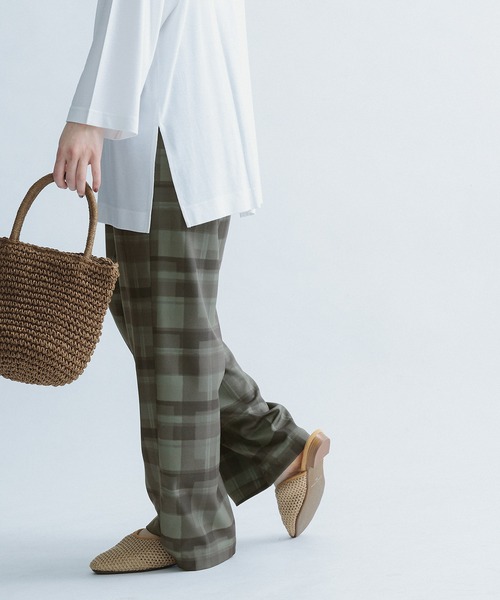 FORK&SPOON(フォークアンドスプーン)の「FORK&SPOON チェックプリントパンツ(その他パンツ・レディース・オリーブ/ネイビー・1)」の8枚目の写真