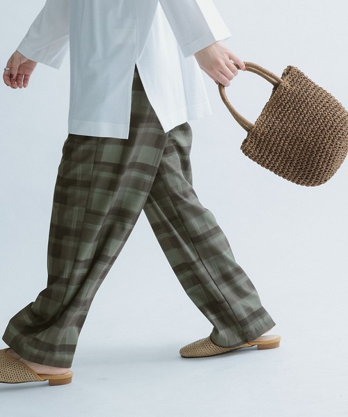 FORK&SPOON(フォークアンドスプーン)の「FORK&SPOON チェックプリントパンツ(その他パンツ・レディース・オリーブ/ネイビー・1)」の9枚目の写真