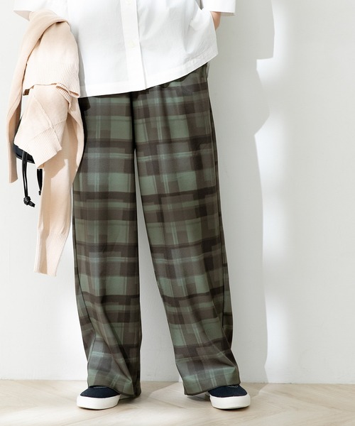 FORK&SPOON(フォークアンドスプーン)の「FORK&SPOON チェックプリントパンツ(その他パンツ・レディース・オリーブ/ネイビー・1)」の12枚目の写真