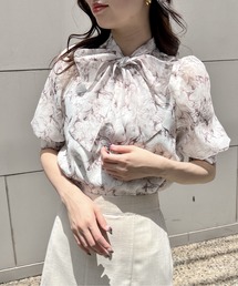 オーガンジーリボンブラウス