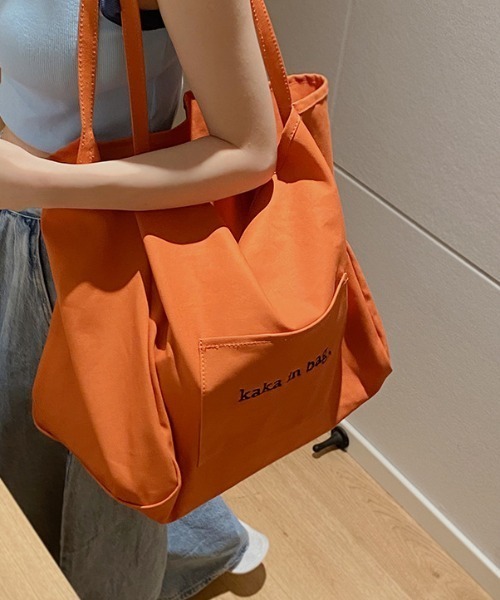 MANGROVE（マングローブ）の「LOGO刺繍スクエアオーバートートバッグ（トートバッグ・レディース・グリーン/ホワイト/オレンジ・FREE）」の11枚目の写真