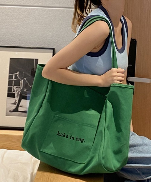 MANGROVE（マングローブ）の「LOGO刺繍スクエアオーバートートバッグ（トートバッグ・レディース・グリーン/ホワイト/オレンジ・FREE）」の14枚目の写真