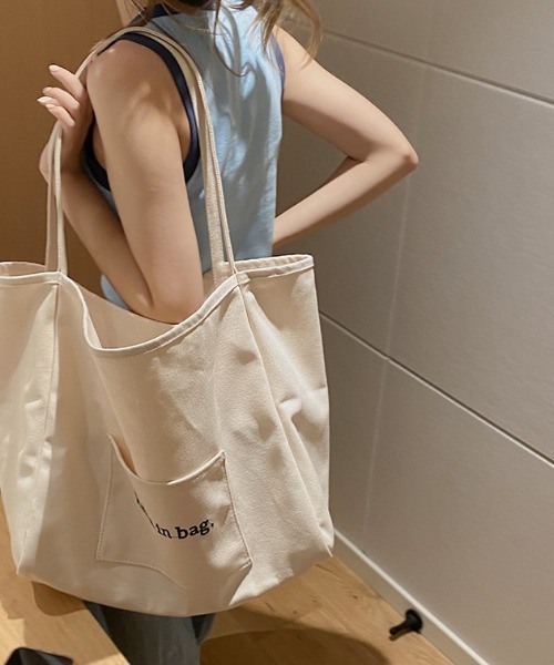 MANGROVE（マングローブ）の「LOGO刺繍スクエアオーバートートバッグ（トートバッグ・レディース・グリーン/ホワイト/オレンジ・FREE）」の19枚目の写真