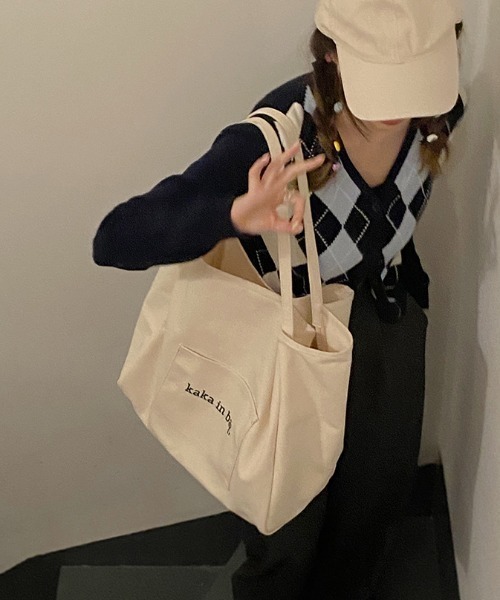 MANGROVE（マングローブ）の「LOGO刺繍スクエアオーバートートバッグ（トートバッグ・レディース・グリーン/ホワイト/オレンジ・FREE）」の20枚目の写真
