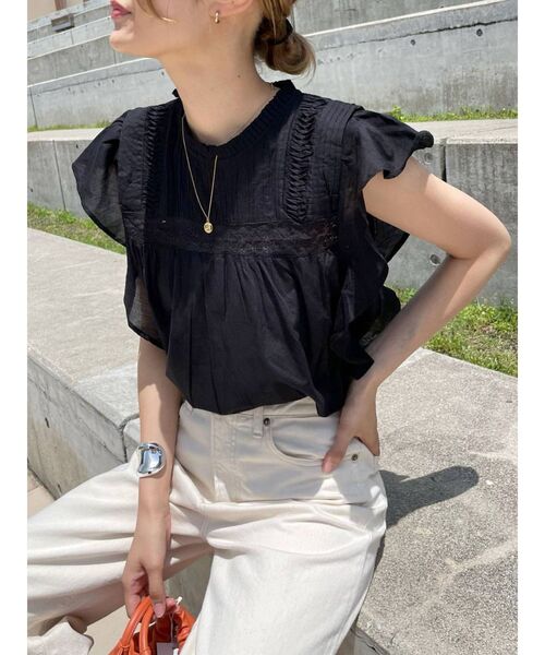 Ungrid(アングリッド)の「コットンノースリフリルブラウス(シャツ/ブラウス・レディース・オフホワイト/パープル/ブラック・FREE)」の22枚目の写真