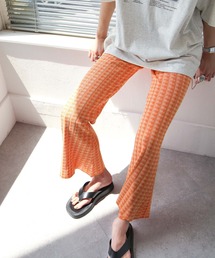 Chillfar | カラフルギンガムサマーニットフレアパンツ(その他パンツ)