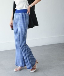 Chillfar | カラフルギンガムサマーニットフレアパンツ(その他パンツ)