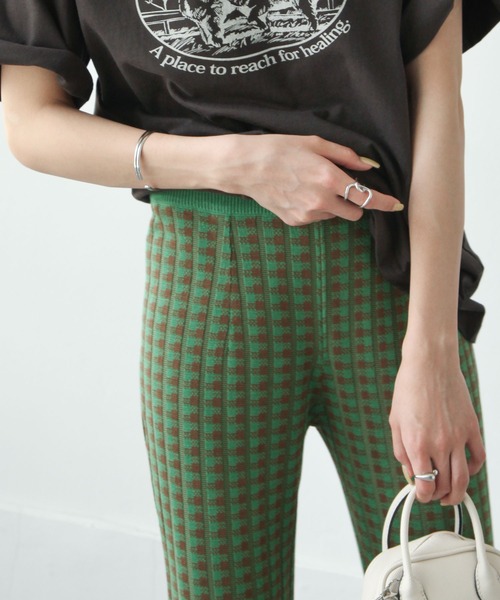 Chillfar（チルファー）の「カラフルギンガムサマーニットフレアパンツ（その他パンツ・レディース・カーキ/オレンジ/ブルー/グリーン・MEDIUM/LARGE）」の7枚目の写真