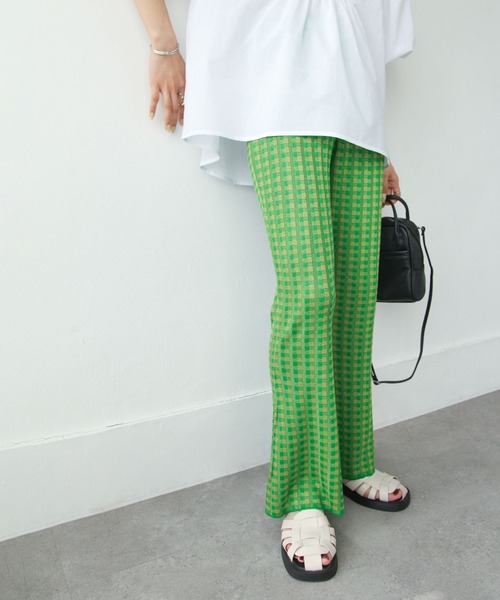 Chillfar（チルファー）の「カラフルギンガムサマーニットフレアパンツ（その他パンツ・レディース・カーキ/オレンジ/ブルー/グリーン・MEDIUM/LARGE）」の13枚目の写真