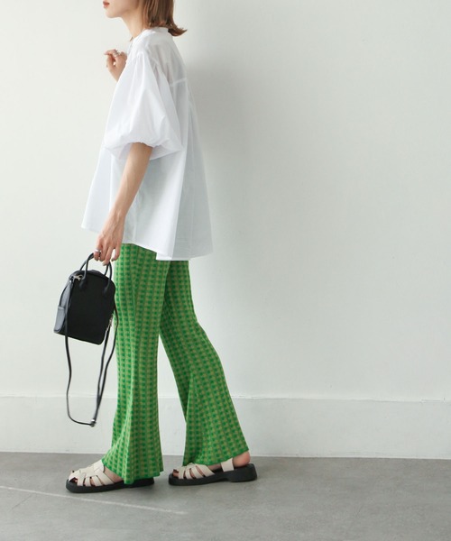Chillfar（チルファー）の「カラフルギンガムサマーニットフレアパンツ（その他パンツ・レディース・カーキ/オレンジ/ブルー/グリーン・MEDIUM/LARGE）」の15枚目の写真