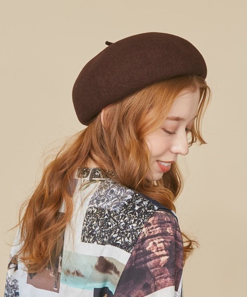 kaorinomori（カオリノモリ）の「kaorinomori オークベレー（ハンチング/ベレー帽・レディース・ブラック/ホワイト/ダークオレンジ/ライトグリーン/ブラウン・M/57.5cm）」の3枚目の写真