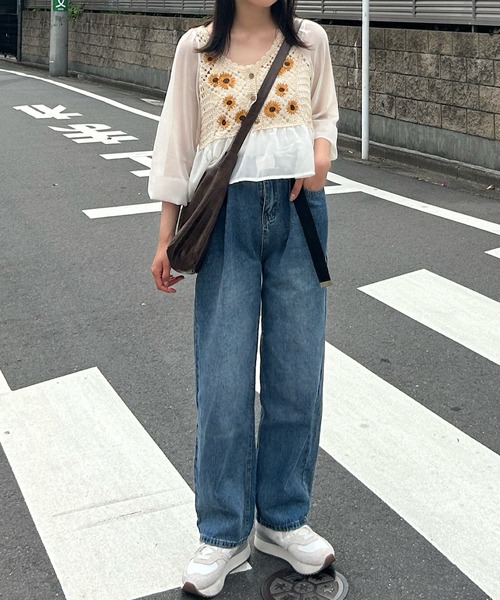 Cham.（チャム）の「ヴィンテージライクデニムワイドパンツ（デニムパンツ・レディース・ブルー・F）」の15枚目の写真