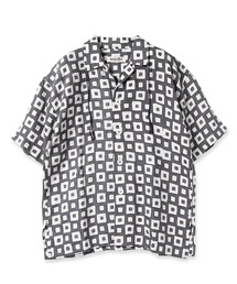 【NANuA】SQUARE PATTERN OPEN-COLLAR SHORT SLEEVE SHIRT