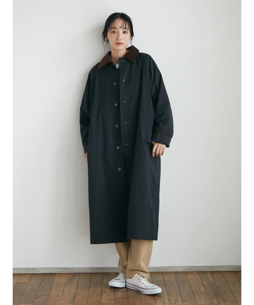 CRAFT STANDARD BOUTIQUE（クラフトスタンダードブティック）の「衿コールステンカラードット釦コート　＊◆（ステンカラーコート・レディース・ブラック/ベージュ・M/L）」の4枚目の写真