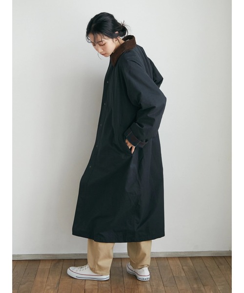 CRAFT STANDARD BOUTIQUE（クラフトスタンダードブティック）の「衿コールステンカラードット釦コート　＊◆（ステンカラーコート・レディース・ブラック/ベージュ・M/L）」の6枚目の写真