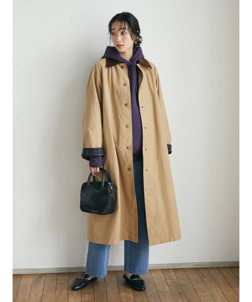 CRAFT STANDARD BOUTIQUE（クラフトスタンダードブティック）の「衿コールステンカラードット釦コート　＊◆（ステンカラーコート・レディース・ブラック/ベージュ・M/L）」の8枚目の写真