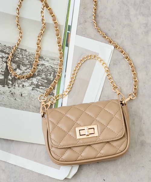 COLONY 2139(コロニートゥーワンスリーナイン)の「キルティング2WAYショルダーバッグ / ハンドバッグ(ショルダーバッグ・レディース・ブラック/ベージュ/オレンジ/グリーン・FREE)」の2枚目の写真