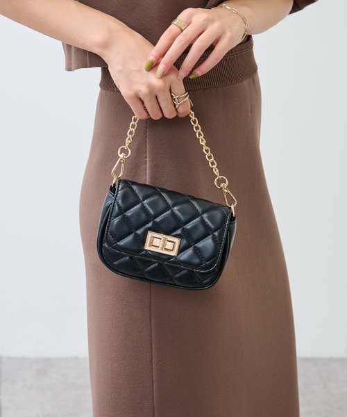 COLONY 2139(コロニートゥーワンスリーナイン)の「キルティング2WAYショルダーバッグ / ハンドバッグ(ショルダーバッグ・レディース・ブラック/ベージュ/オレンジ/グリーン・FREE)」の7枚目の写真