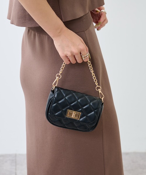 COLONY 2139(コロニートゥーワンスリーナイン)の「キルティング2WAYショルダーバッグ / ハンドバッグ(ショルダーバッグ・レディース・ブラック/ベージュ/オレンジ/グリーン・FREE)」の8枚目の写真