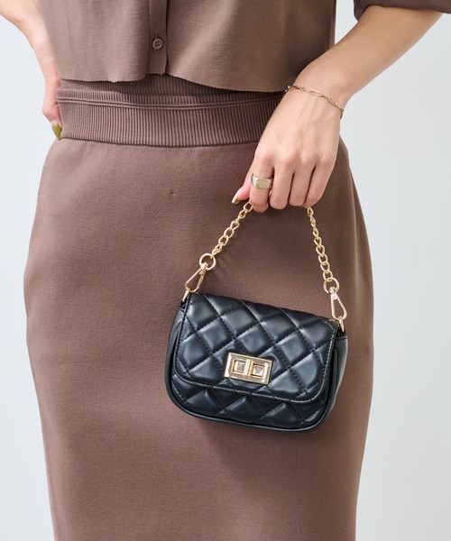 COLONY 2139(コロニートゥーワンスリーナイン)の「キルティング2WAYショルダーバッグ / ハンドバッグ(ショルダーバッグ・レディース・ブラック/ベージュ/オレンジ/グリーン・FREE)」の5枚目の写真