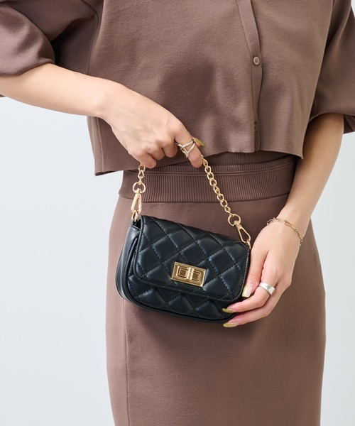 COLONY 2139(コロニートゥーワンスリーナイン)の「キルティング2WAYショルダーバッグ / ハンドバッグ(ショルダーバッグ・レディース・ブラック/ベージュ/オレンジ/グリーン・FREE)」の6枚目の写真