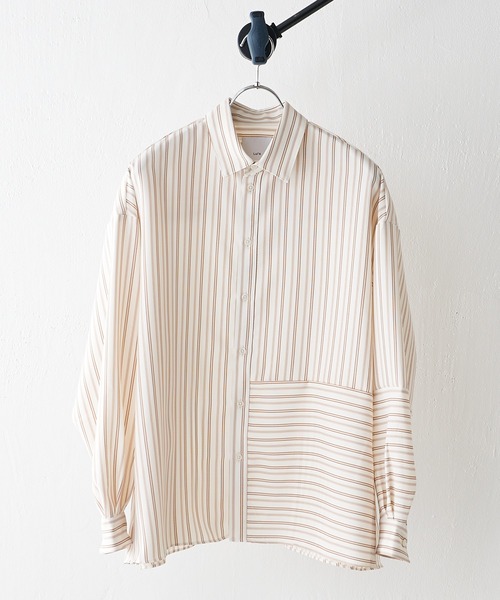 Lui's（ルイス）の「ストライプ切替シャツ（シャツ/ブラウス・メンズ・ブラック/ホワイト/グレー・SMALL/MEDIUM）」の5枚目の写真