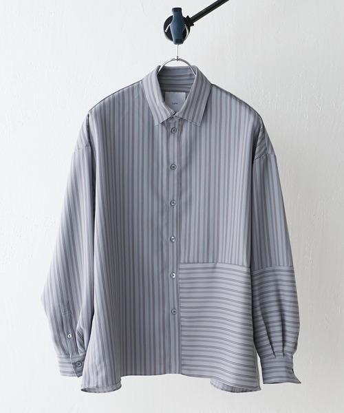 Lui's（ルイス）の「ストライプ切替シャツ（シャツ/ブラウス・メンズ・ブラック/ホワイト/グレー・SMALL/MEDIUM）」の10枚目の写真