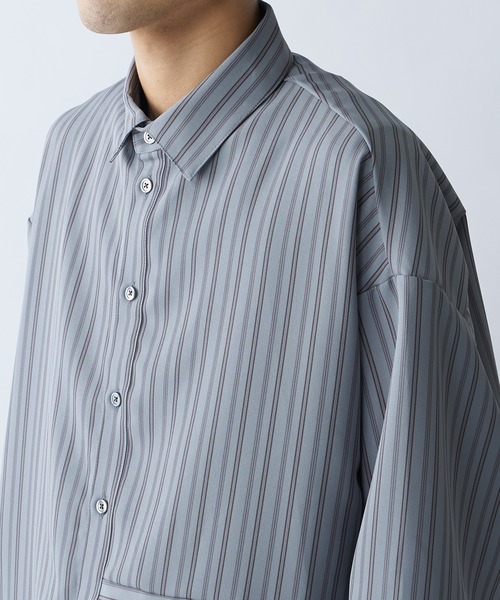 Lui's（ルイス）の「ストライプ切替シャツ（シャツ/ブラウス・メンズ・ブラック/ホワイト/グレー・SMALL/MEDIUM）」の22枚目の写真