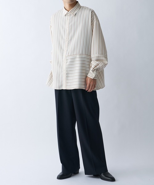 Lui's（ルイス）の「ストライプ切替シャツ（シャツ/ブラウス・メンズ・ブラック/ホワイト/グレー・SMALL/MEDIUM）」の14枚目の写真