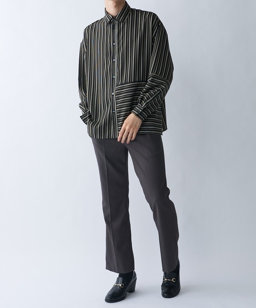 Lui's（ルイス）の「ストライプ切替シャツ（シャツ/ブラウス・メンズ・ブラック/ホワイト/グレー・SMALL/MEDIUM）」の9枚目の写真