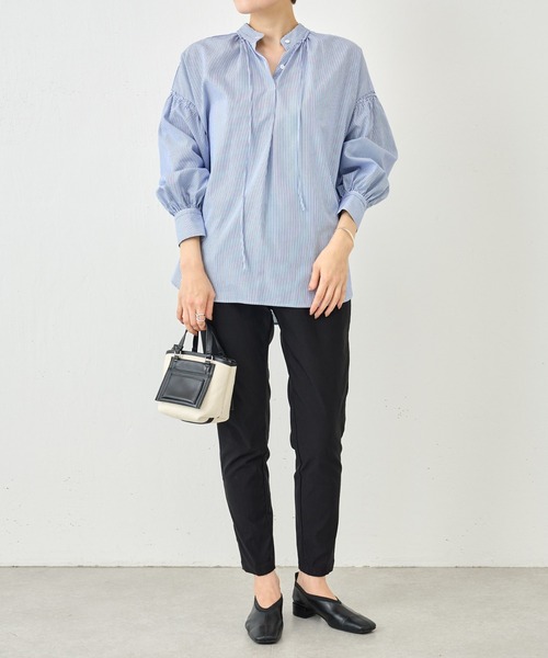 BEARDSLEY（ビアズリー）の「リボンシャツ（シャツ/ブラウス・レディース・ブルー/ホワイト・FREE）」の6枚目の写真