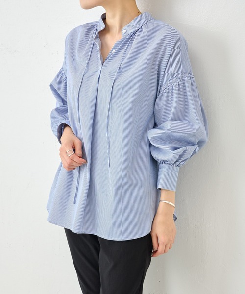 BEARDSLEY（ビアズリー）の「リボンシャツ（シャツ/ブラウス・レディース・ブルー/ホワイト・FREE）」の20枚目の写真