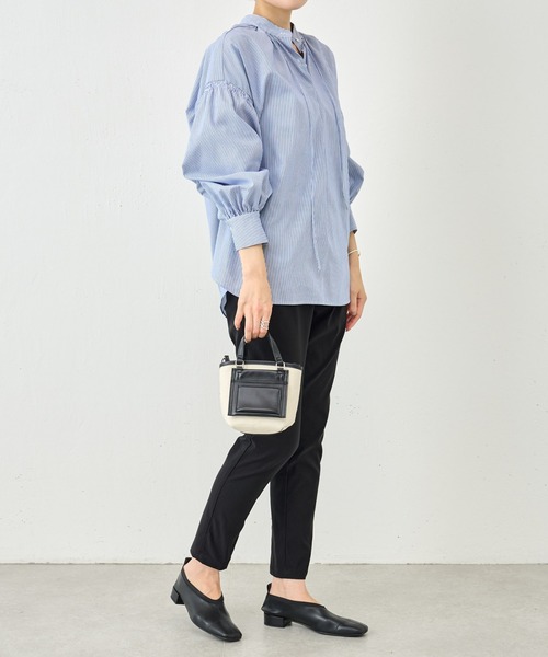 BEARDSLEY（ビアズリー）の「リボンシャツ（シャツ/ブラウス・レディース・ブルー/ホワイト・FREE）」の7枚目の写真