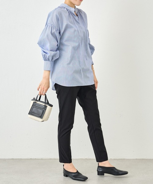 BEARDSLEY（ビアズリー）の「リボンシャツ（シャツ/ブラウス・レディース・ブルー/ホワイト・FREE）」の8枚目の写真