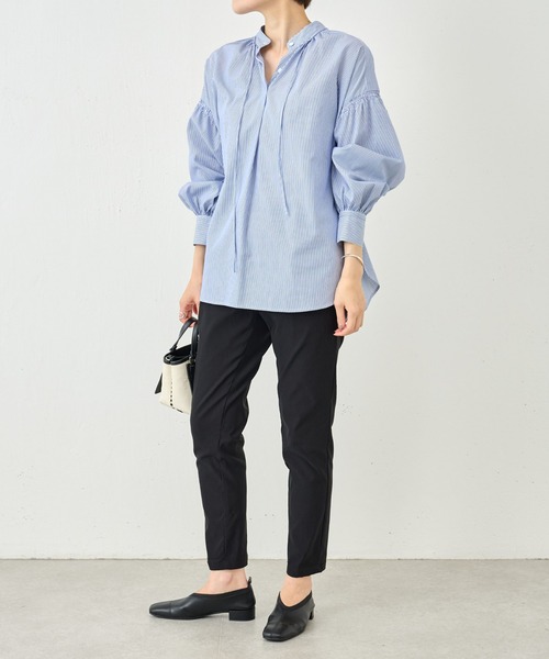 BEARDSLEY（ビアズリー）の「リボンシャツ（シャツ/ブラウス・レディース・ブルー/ホワイト・FREE）」の16枚目の写真