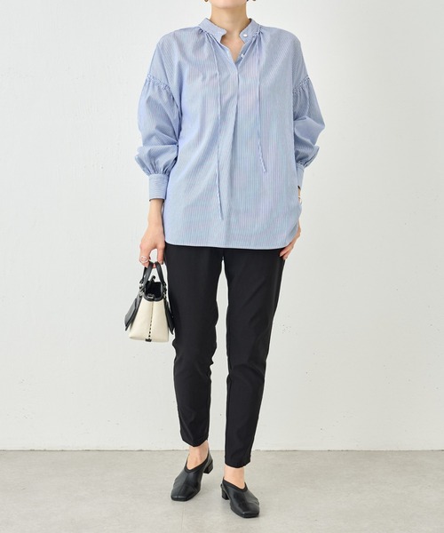 BEARDSLEY（ビアズリー）の「リボンシャツ（シャツ/ブラウス・レディース・ブルー/ホワイト・FREE）」の18枚目の写真