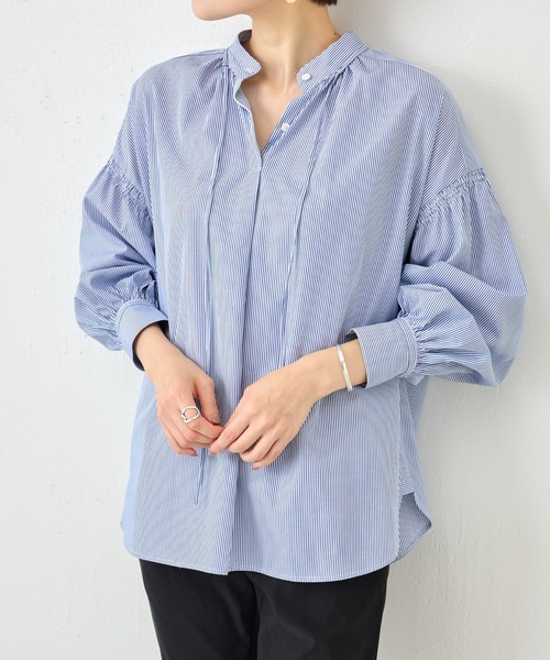 BEARDSLEY（ビアズリー）の「リボンシャツ（シャツ/ブラウス・レディース・ブルー/ホワイト・FREE）」の21枚目の写真