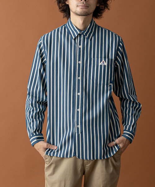 GEVACO（ゲバコ）の「【GEVACO / ゲバコ】ストライプピーチ起毛レギュラーカラーシャツ（シャツ/ブラウス・メンズ・レッド/ブルー/グリーン・MEDIUM/LARGE）」の3枚目の写真